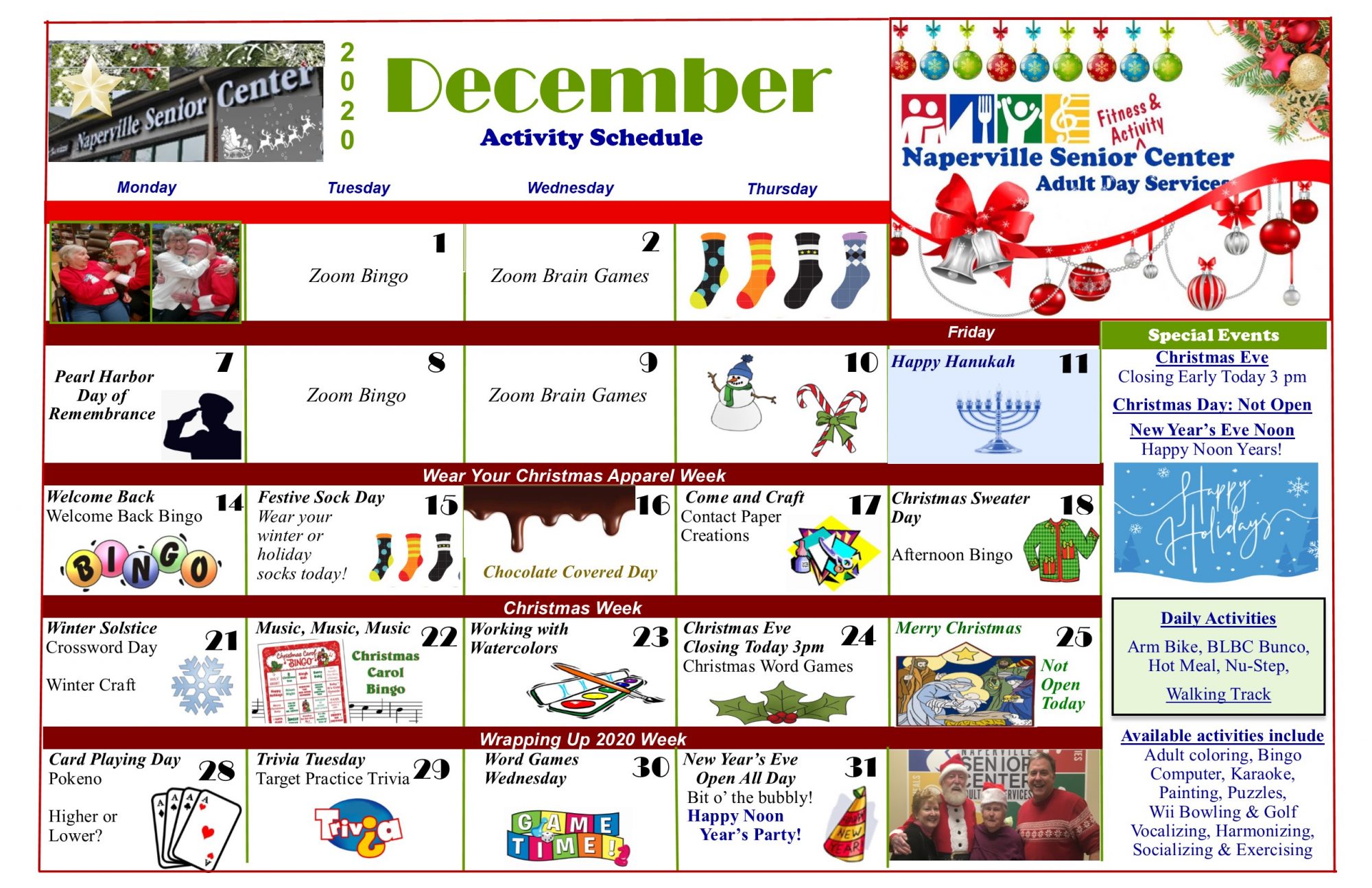 Naperville Senior Center Senior Day Care Senior Center Calendar